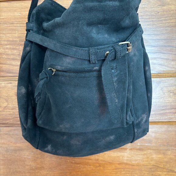 Craie Studio Suede Black Metallic Shoulder Bag - Picture 6 of 10